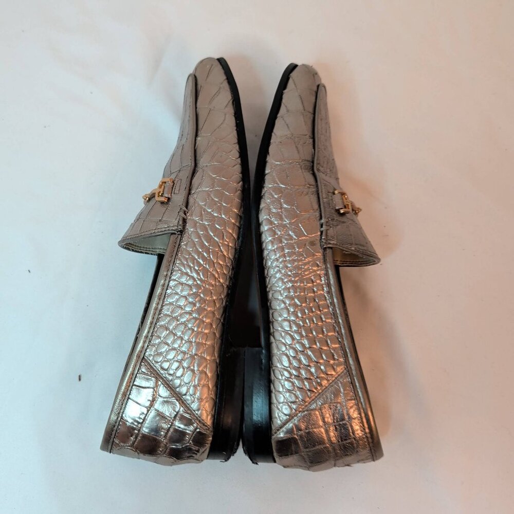 Sam Edelman Bronze Croc Embossed Loraine Leather Loafers - Picture 4 of 10